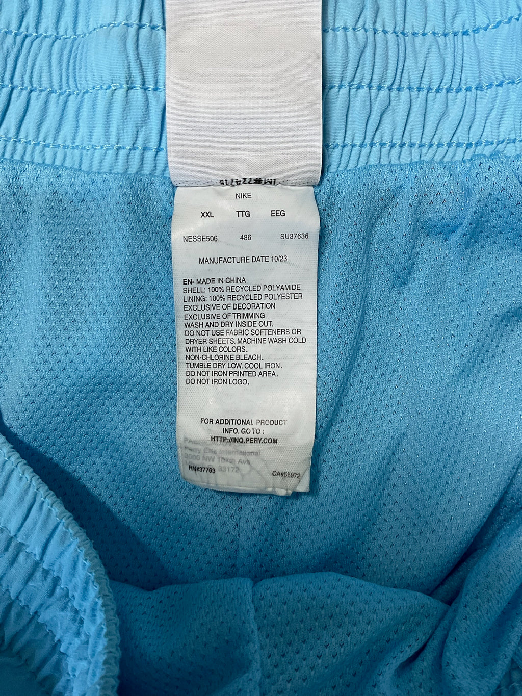 Nike Swim Trunks Mens XXL Light Blue Volley Shorts Mesh Liner White Swoosh Large