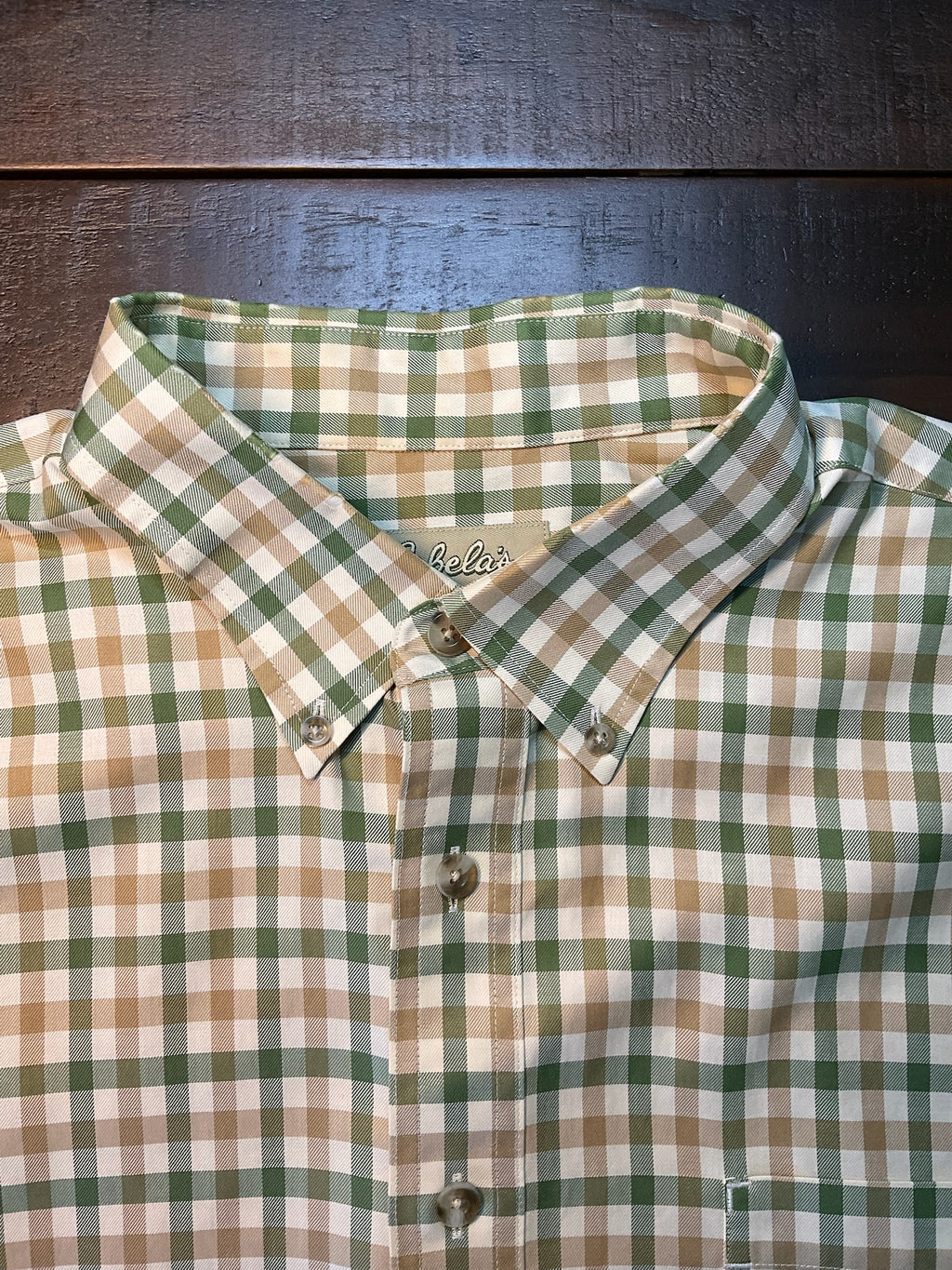 Cabela’s Men’s Short-Sleeve Plaid Button-Up Trail Shirt - Green & Tan (Size XL)