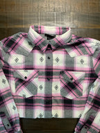 Wrangler Retro Women's Pink, Black & White Plaid Flannel Shirt - Size Small