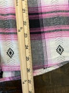 Wrangler Retro Women's Pink, Black & White Plaid Flannel Shirt - Size Small