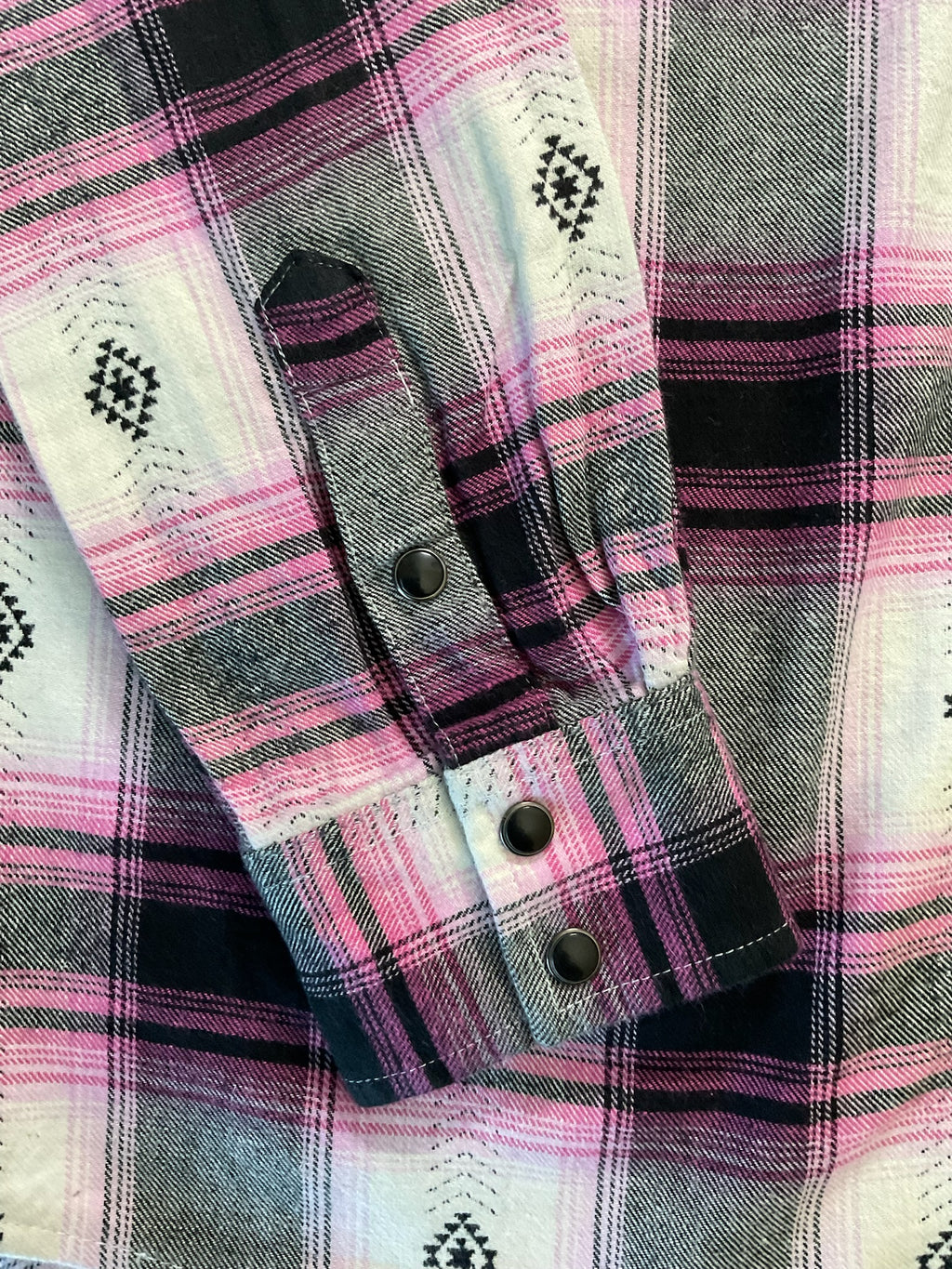 Wrangler Retro Women's Pink, Black & White Plaid Flannel Shirt - Size Small