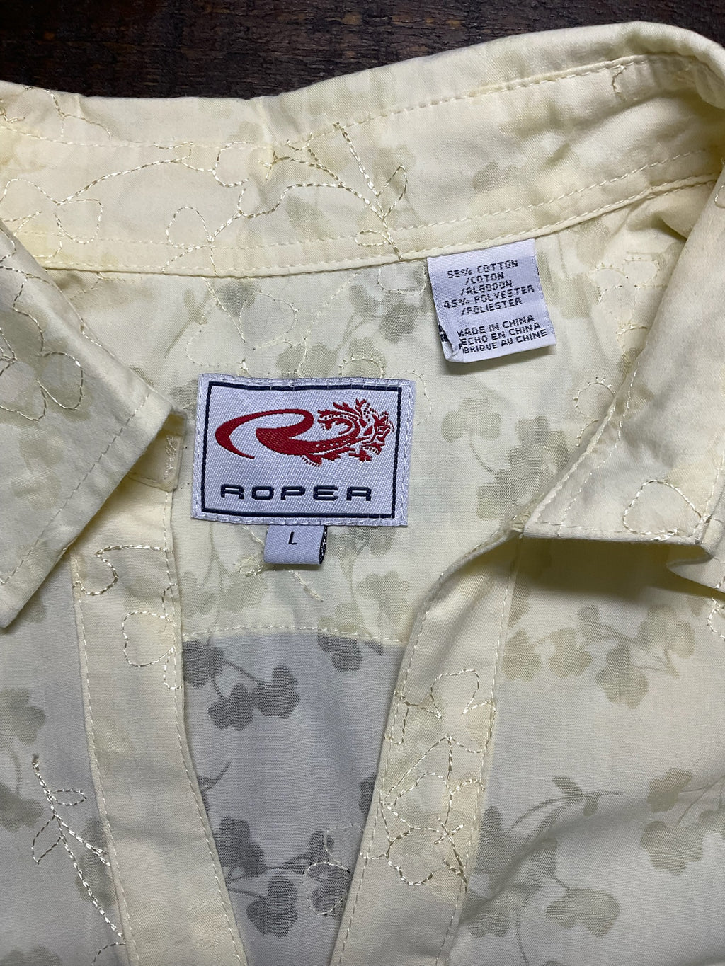 Roper Women's Pale Yellow Pearl Snap Short Sleeve Shirt - Size Large (NWOT)