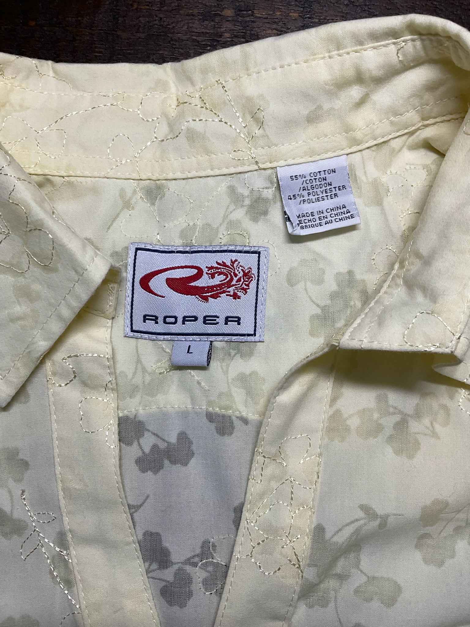 Roper Women's Pale Yellow Pearl Snap Short Sleeve Shirt - Size Large (NWOT)