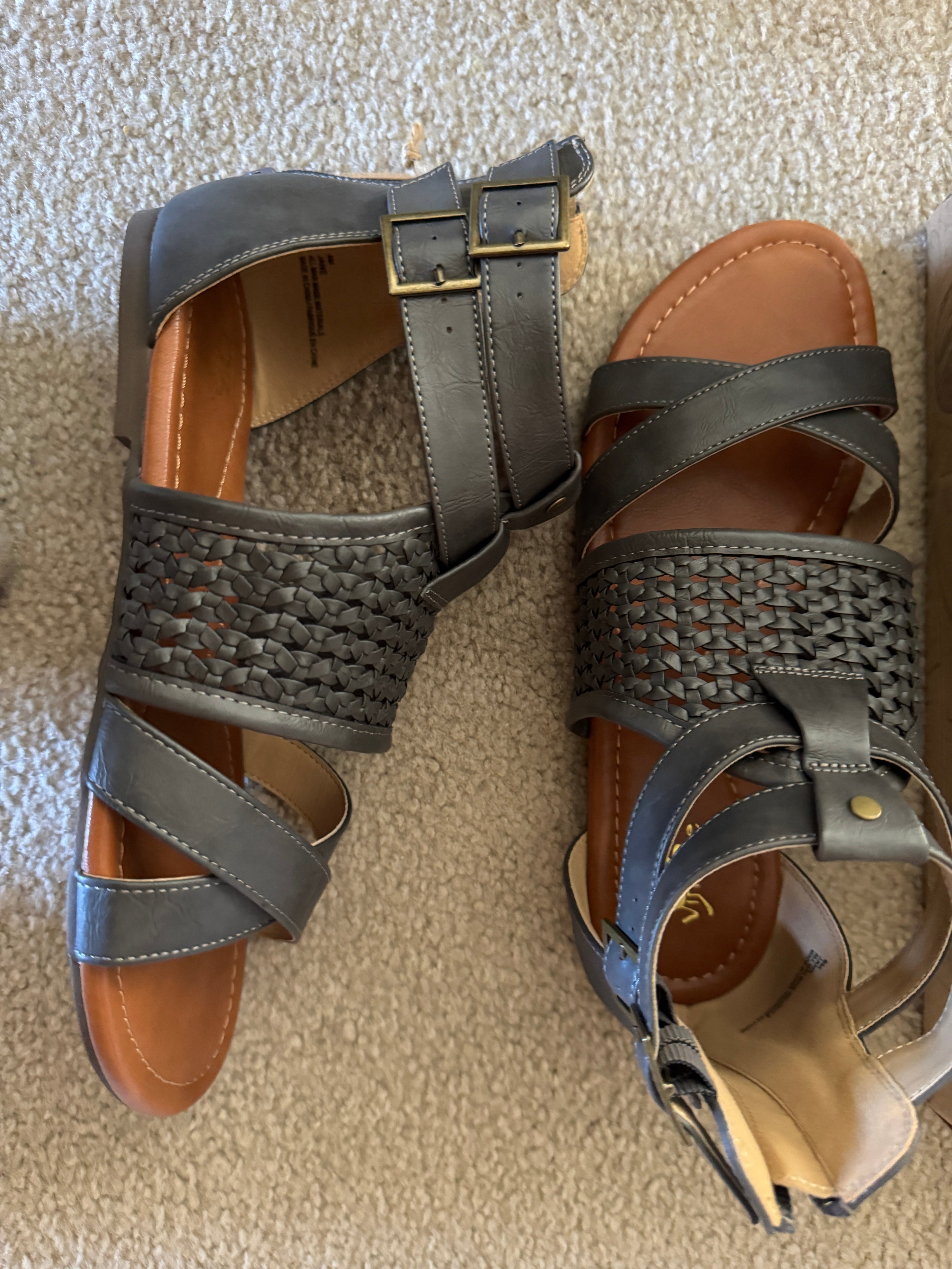 Buckle 93 Vintage Women's Distressed Woven Gladitor Shoes In Gray Size 8 NWT