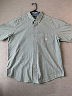 Chaps Men's Short Sleeve Button Up Green, White, Gray Plaid Shirt. XL