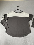 SO Women's Long Sleeve Pull Over Shirt in Gray, Dark Gray and Beige.