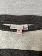 SO Women's Long Sleeve Pull Over Shirt in Gray, Dark Gray and Beige.