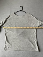 Women's Long Sleeve Cotton Pull Over Shirt Open Back in Gray