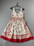 Women's Dress White with Red Trim and Flowers. SIze 10 (Vintage)