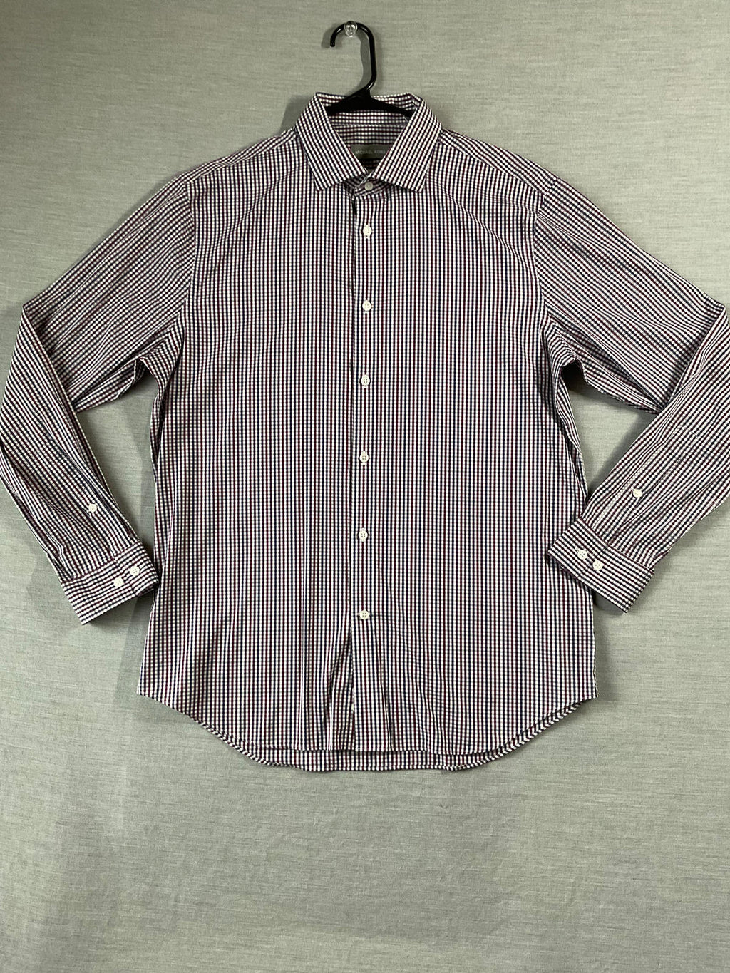 Michael Kors Men's  Button Up Long Sleeve Red, Black White Plaid.