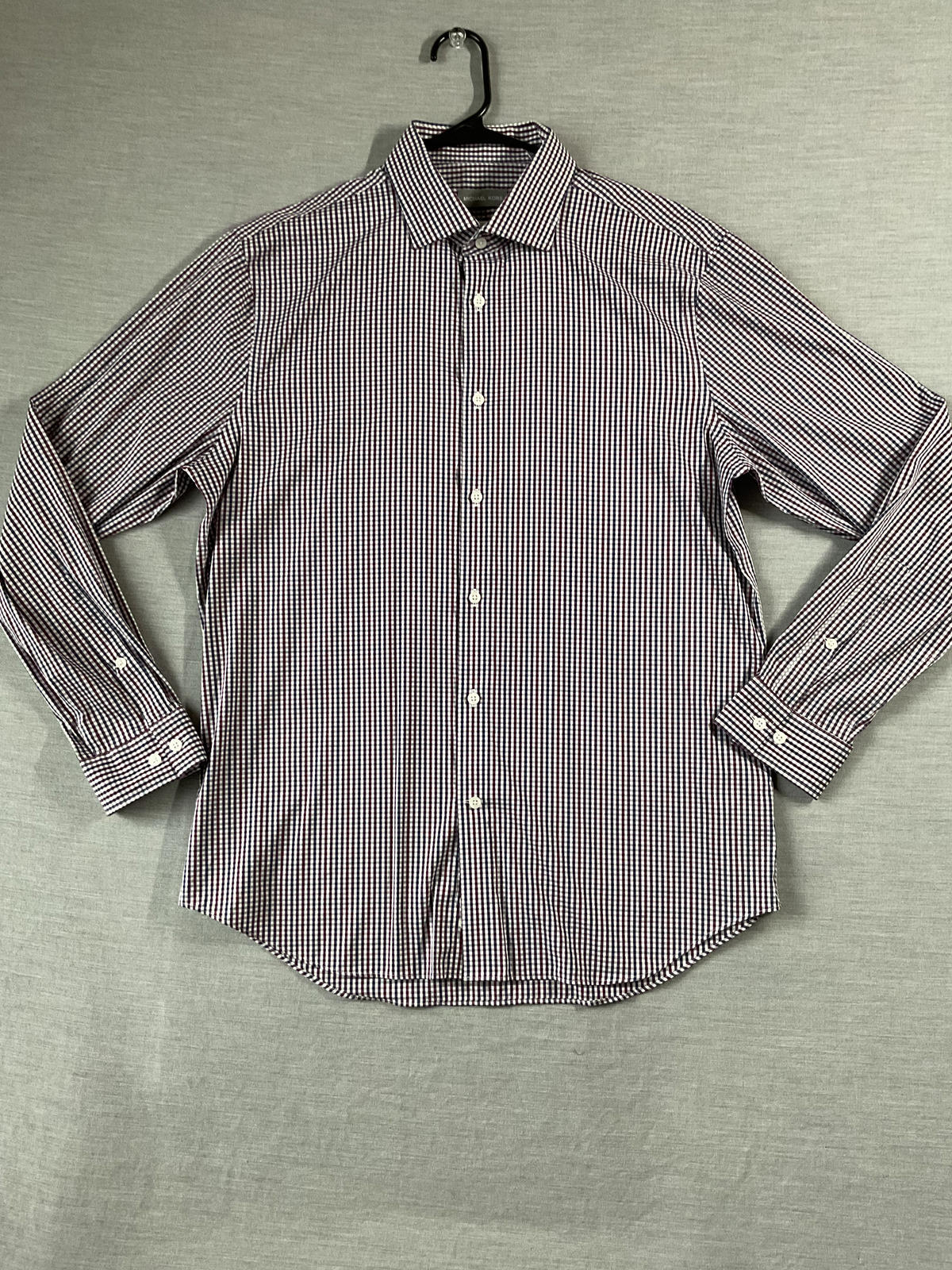 Michael Kors Men's  Button Up Long Sleeve Red, Black White Plaid.