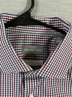Michael Kors Men's  Button Up Long Sleeve Red, Black White Plaid.