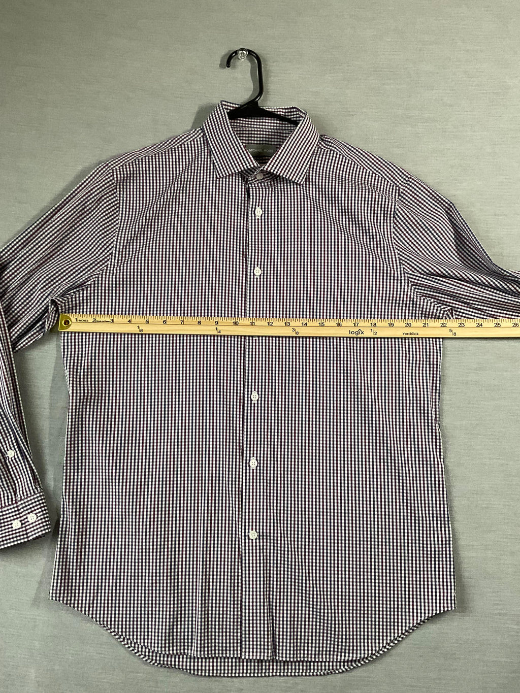 Michael Kors Men's  Button Up Long Sleeve Red, Black White Plaid.