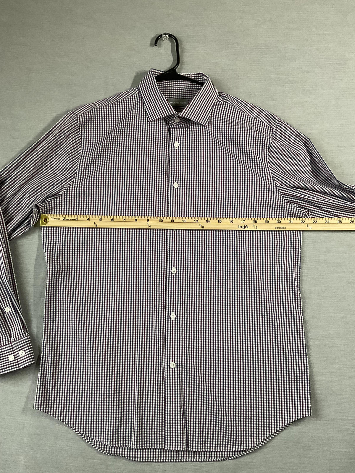 Michael Kors Men's  Button Up Long Sleeve Red, Black White Plaid.