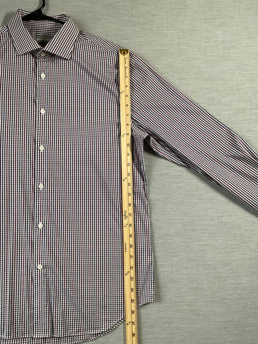 Michael Kors Men's  Button Up Long Sleeve Red, Black White Plaid.