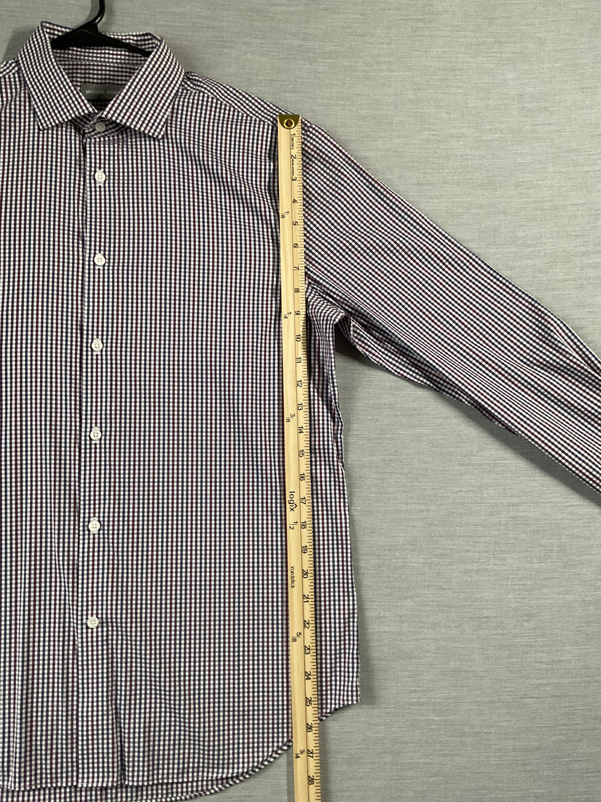 Michael Kors Men's  Button Up Long Sleeve Red, Black White Plaid.