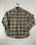 Dickies Men's Long Sleeve Button Up Flannel Shirt Army Green Plaid