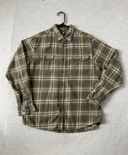Dickies Men's Long Sleeve Button Up Flannel Shirt Army Green Plaid