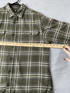 Dickies Men's Long Sleeve Button Up Flannel Shirt Army Green Plaid