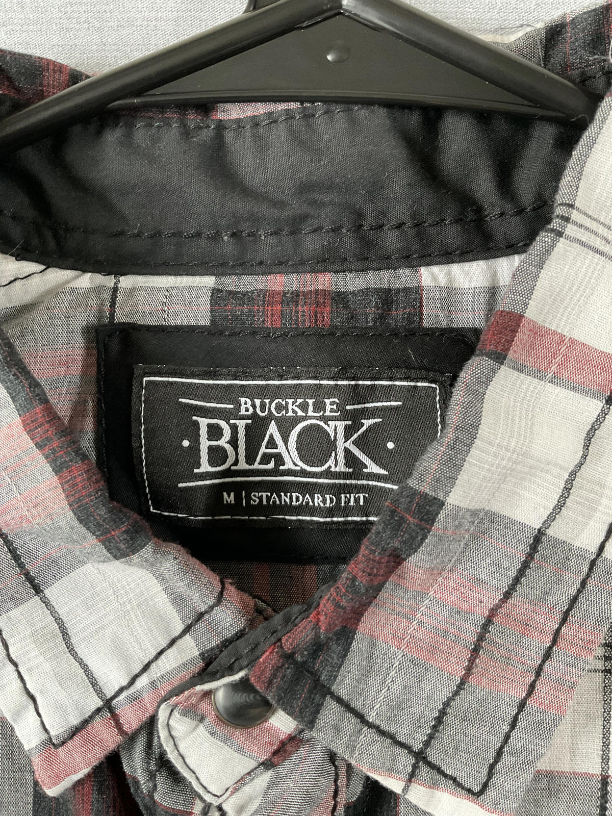 Buckle Black Men's Western Shirt Plaid Button Up ( Medium )