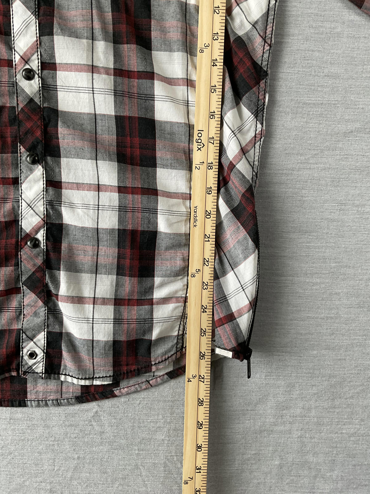 Buckle Black Men's Western Shirt Plaid Button Up ( Medium )