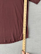 BKE Women's Short Sleeve Burgundy Lattice Neckline Shirt.