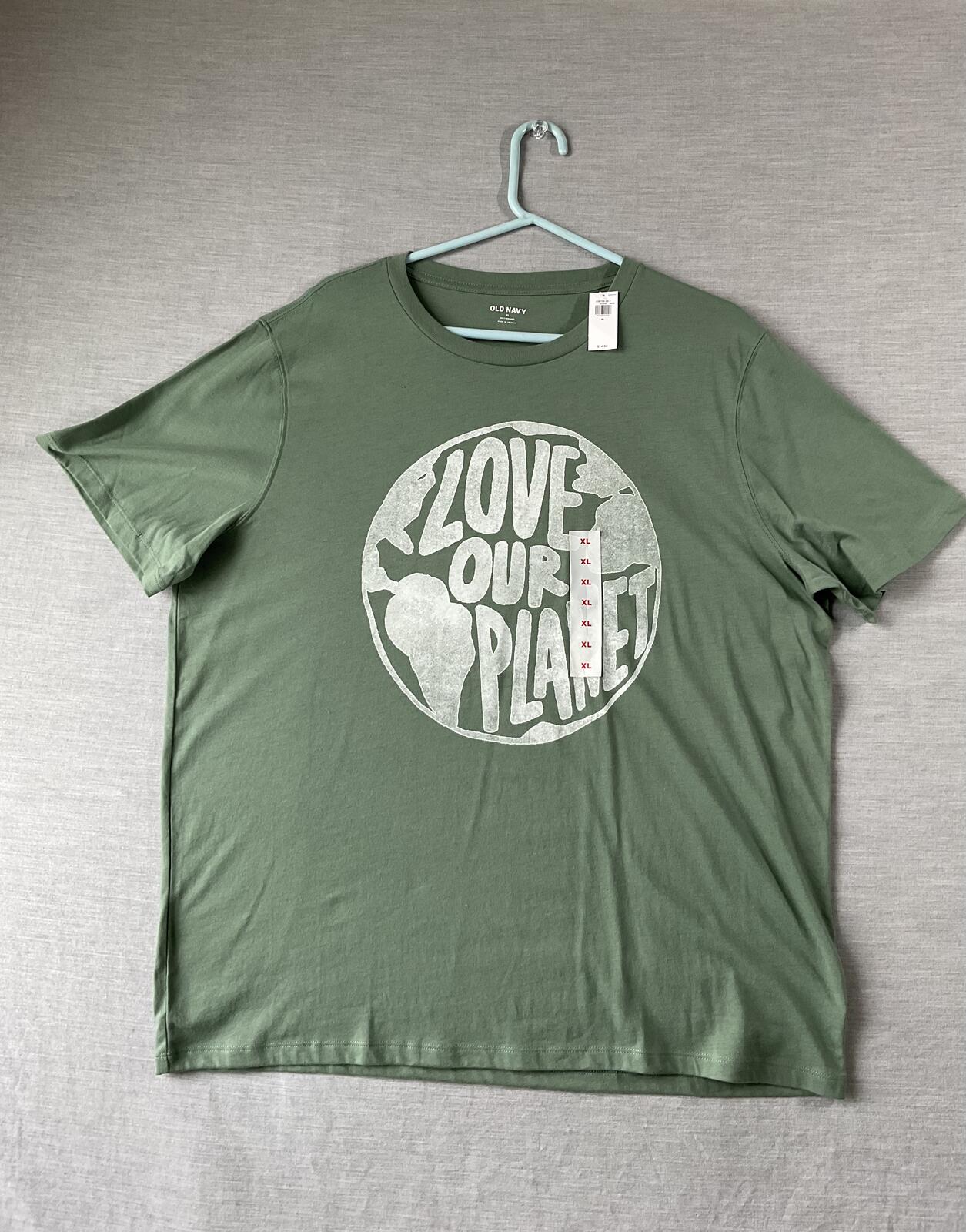 Old Navy "Love Our Planet" Soft-Washed Green T-Shirt (XL - NWT)