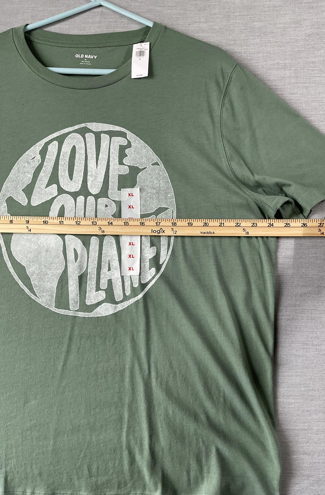 Old Navy "Love Our Planet" Soft-Washed Green T-Shirt (XL - NWT)