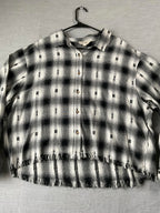 Lucky Brand Women’s Long Sleeve Western Shirt - Black & White Print (XL)