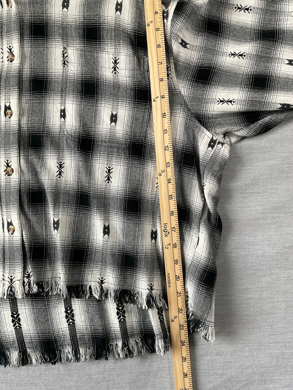 Lucky Brand Women’s Long Sleeve Western Shirt - Black & White Print (XL)