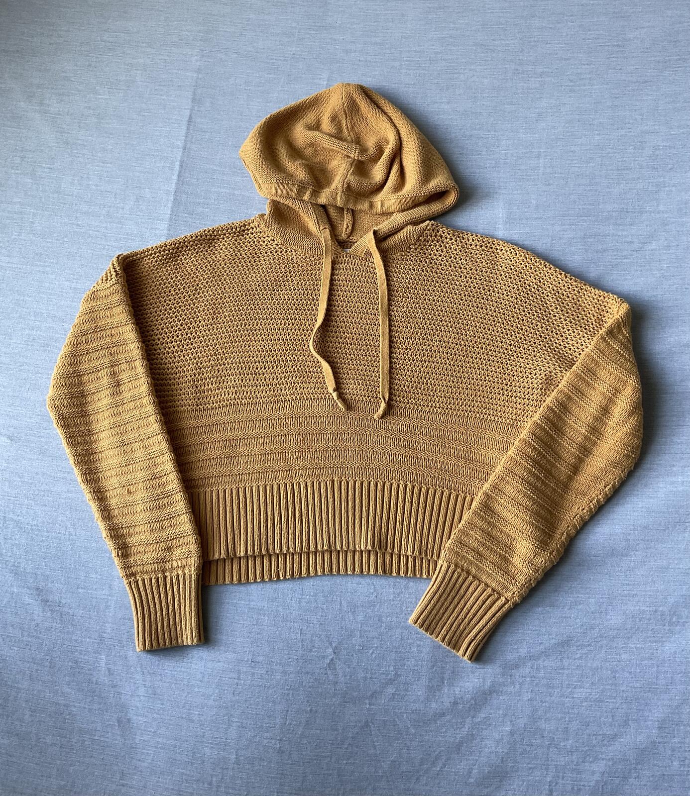 Aeropostale Women's Long Sleeve Cable Knit Sweater in Mustard Yellow