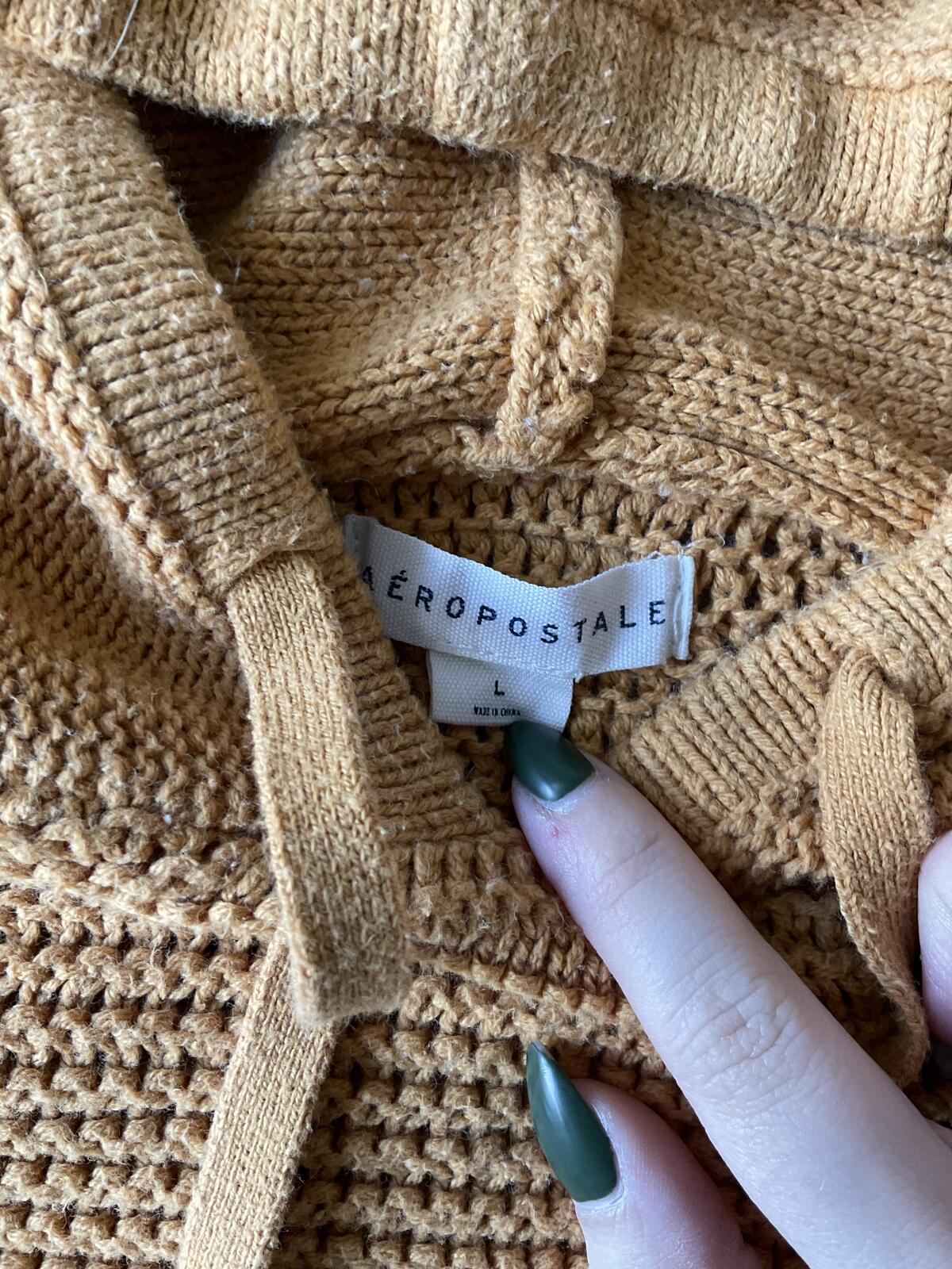 Aeropostale Women's Long Sleeve Cable Knit Sweater in Mustard Yellow