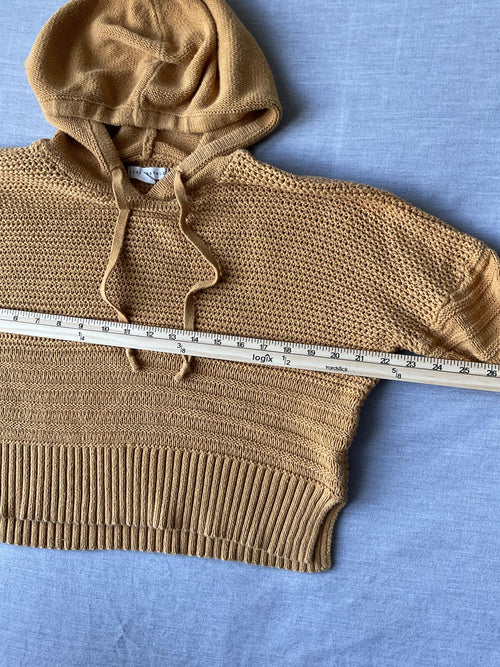 Aeropostale Women's Long Sleeve Cable Knit Sweater in Mustard Yellow