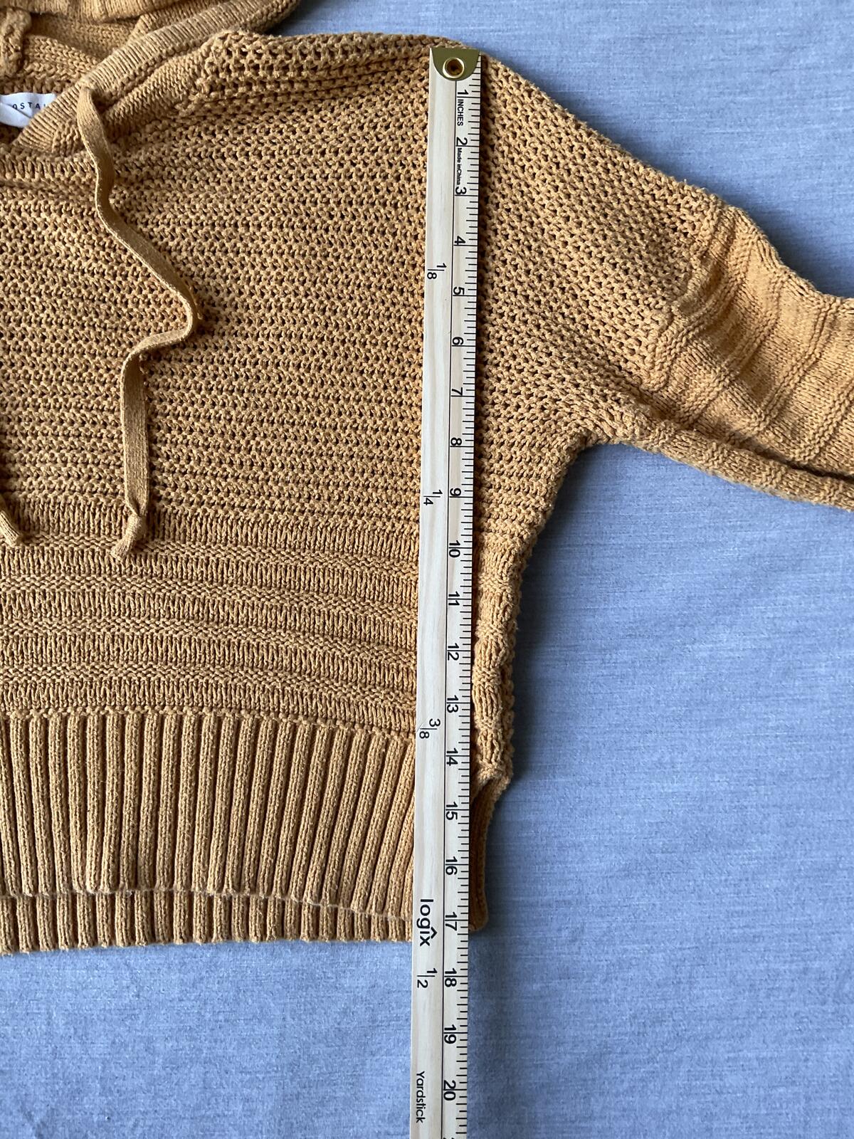 Aeropostale Women's Long Sleeve Cable Knit Sweater in Mustard Yellow