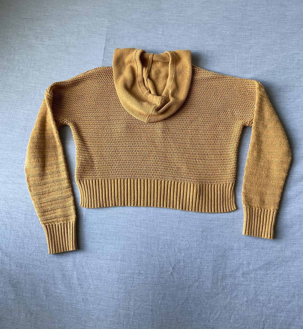 Aeropostale Women's Long Sleeve Cable Knit Sweater in Mustard Yellow