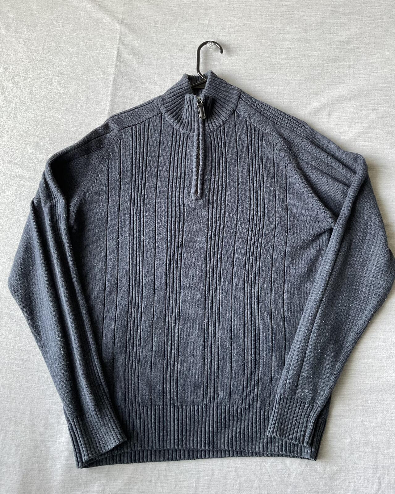 Oscar de la Renta Men's Long Sleeve Blue Sweater Medium