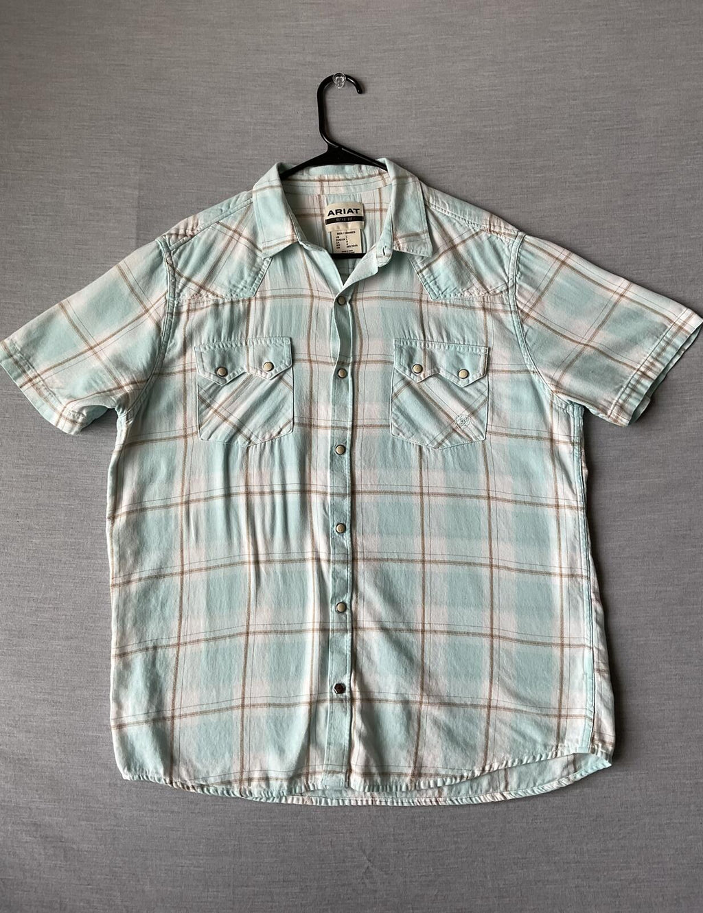 Ariat Men's Short Sleeve Button Up Plaid Shirt Large