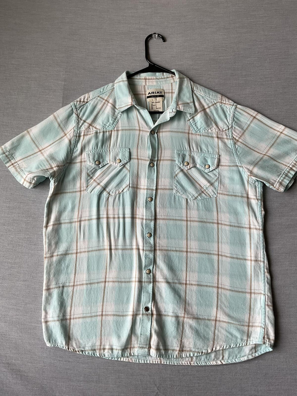 Ariat Men's Short Sleeve Button Up Plaid Shirt Large
