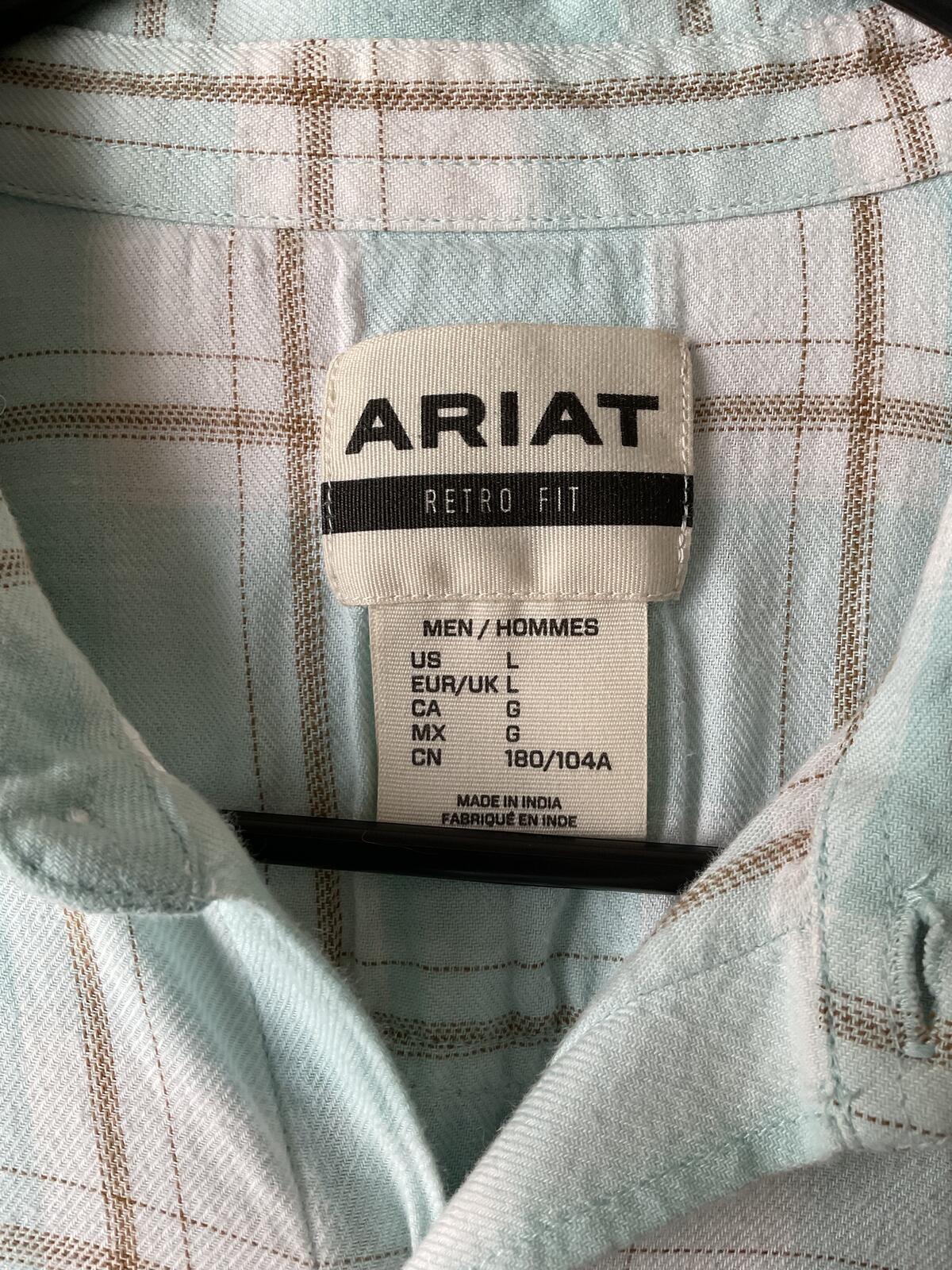 Ariat Men's Short Sleeve Button Up Plaid Shirt Large