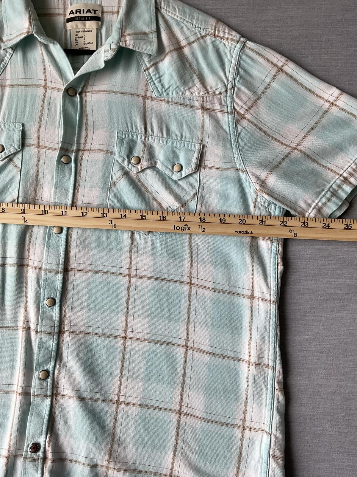 Ariat Men's Short Sleeve Button Up Plaid Shirt Large