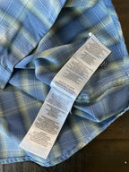 Columbia Men’s Omni Shade Short Sleeve Blue Plaid Button Up Shirt Large 