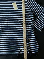 Michael Kors Women's 3/4 Sleeve Shirt in a classic Black and White Stripe (Size Large)
