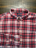 American Eagle Women's  Long Sleeve Button Up Flannel  Red  Black Plaid.  Medium
