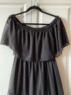 Kirundo Women's Off-The-Shoulder Swiss Dot Black Dress - Size Large