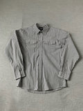 Wrangler Men's Western Stripe Pearl Snap Long Sleeve Shirt - Gray & White - Size XL