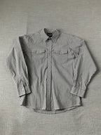 Wrangler Men's Western Stripe Pearl Snap Long Sleeve Shirt - Gray & White - Size XL