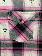 Wrangler Retro Women's Pink, Black & White Plaid Flannel Shirt - Size Small
