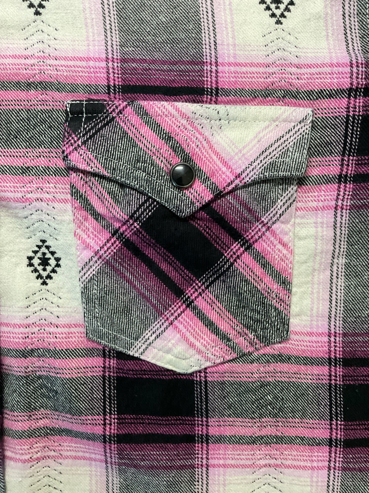 Wrangler Retro Women's Pink, Black & White Plaid Flannel Shirt - Size Small