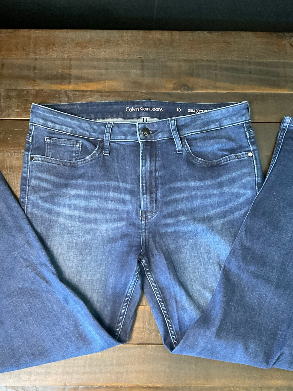 Calvin Klein Women's Slim Boyfriend Jeans Dark Wash Size 10  