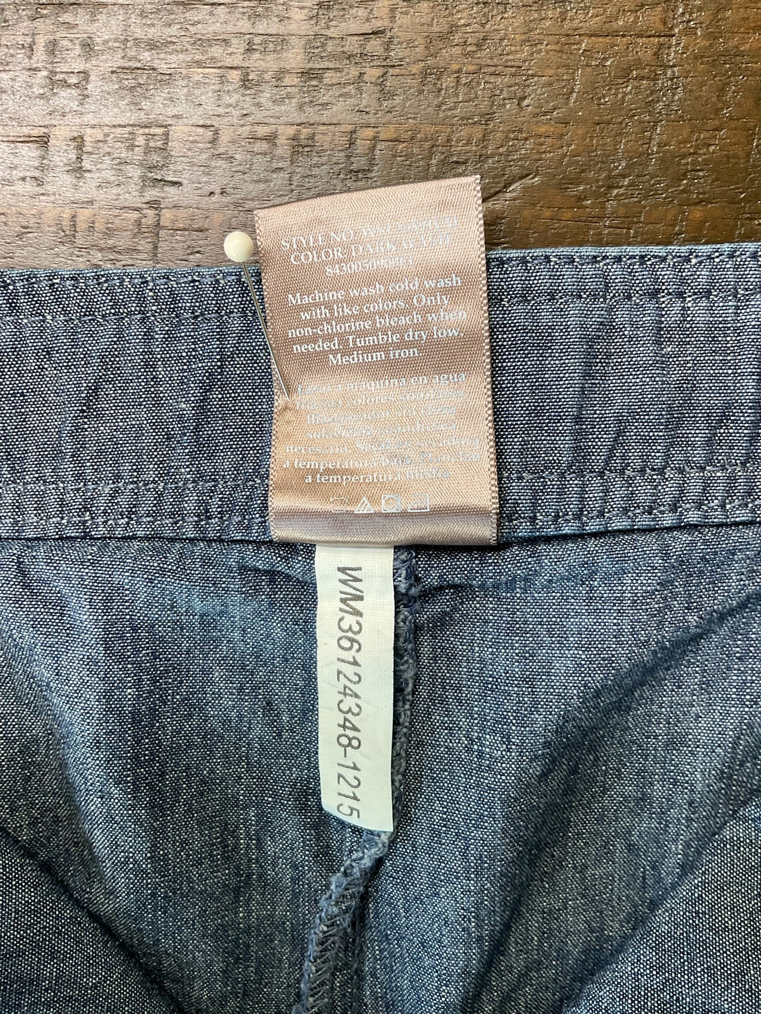 Vintage White Stag Chambray Denim Skort Size 14 Blue Drawstring